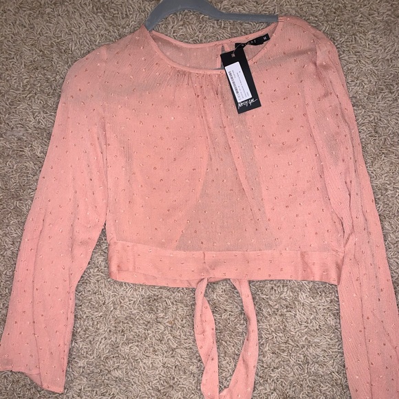 SOLD//Nasty Gal | Open up to me Peach top - Picture 2 of 5